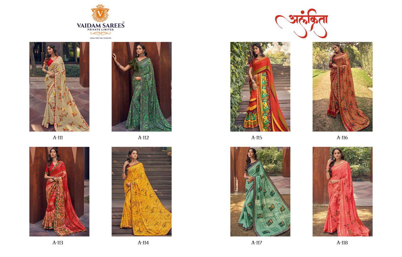 VAIDAM ALANKRITA Latest Fancy Designer Casual Wear Foil Printed Chiffon Saree Collection 
